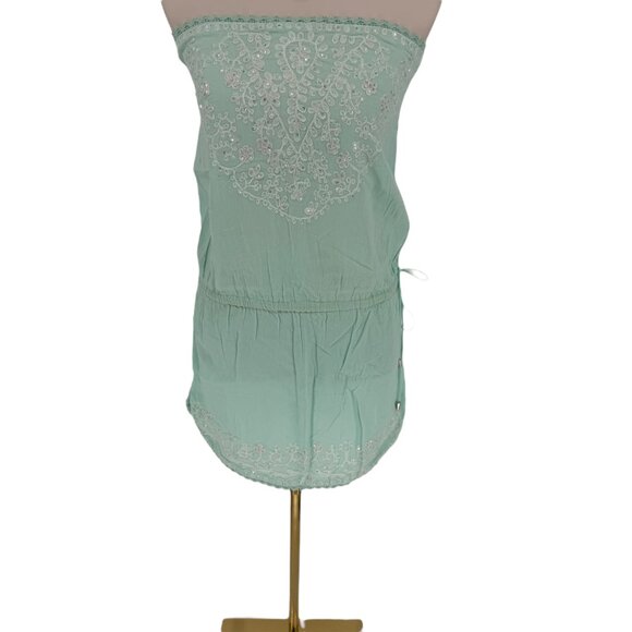 Cynthia Rowley Sz M Sequin Tie Waist Strapless Tube Dress Swim Cover Up Beachy - Picture 5 of 16